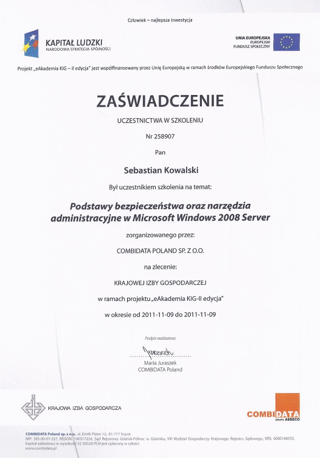 Podstawy bezpieczeństwa oraz narzędzia administracyjne w Microsoft Windows 2008 Server
